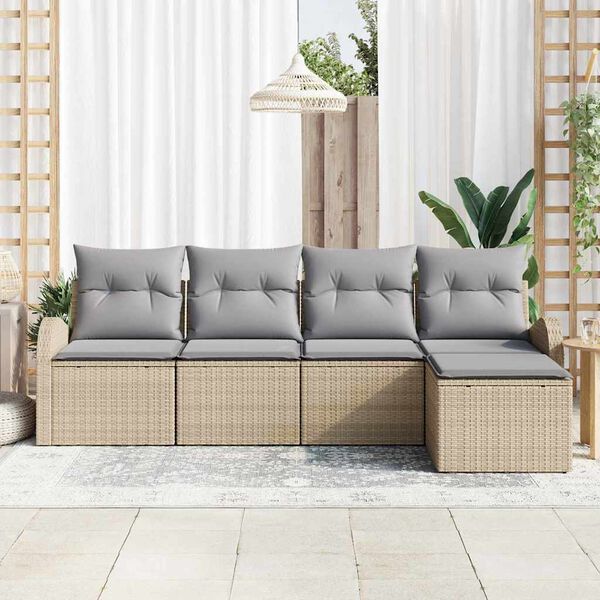 vidaXL Havesofa S&aelig;t 5 pcs Beige polyrattan