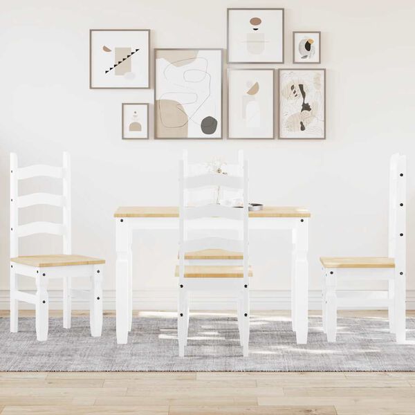 vidaXL spisebordss&aelig;t 5 dele Panama massivt fyrretr&aelig; hvid