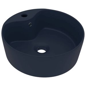 vidaXL luksuri&oslash;s h&aring;ndvask med overl&oslash;b 36x13 cm keramik mat m&oslash;rkebl&aring;
