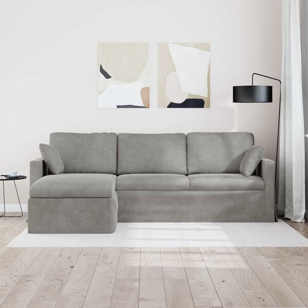 vidaXL Sofa Lysegr&aring; Samlede dimensioner: 228 x 134 x 80 cm (B x D x H)
