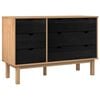 vidaXL Skuffeskab OTTA Sort 111 x 43 x 73,5 cm Massivt fyrretr&aelig;