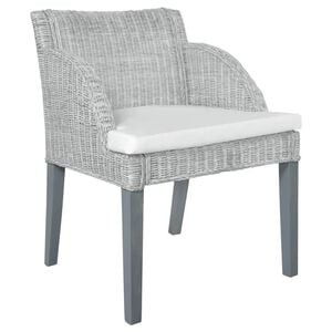 vidaXL spisebordsstol med hynde naturlig rattan gr&aring;