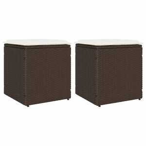 vidaXL havestole med hynder 2 stk. 40x40x43 cm polyrattan brun