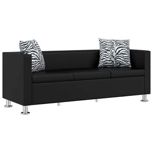 vidaXL sofa 3-pers. kunstl&aelig;der sort