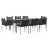vidaXL spisebordss&aelig;t til haven 9 dele med hynder polyrattan og st&aring;l