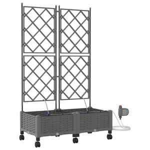 vidaXL Havekrukke med vanding og hjul 2 stk. Lysegr&aring; 80 x 40 x 132 cm
