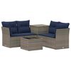 vidaXL Sofa S&aelig;t 6 stk. Gr&aring; og Marinebl&aring; Poly Rattan og St&aring;l