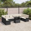 vidaXL Havesofa S&aelig;t med pude 11 pcs Sort Poly rattan