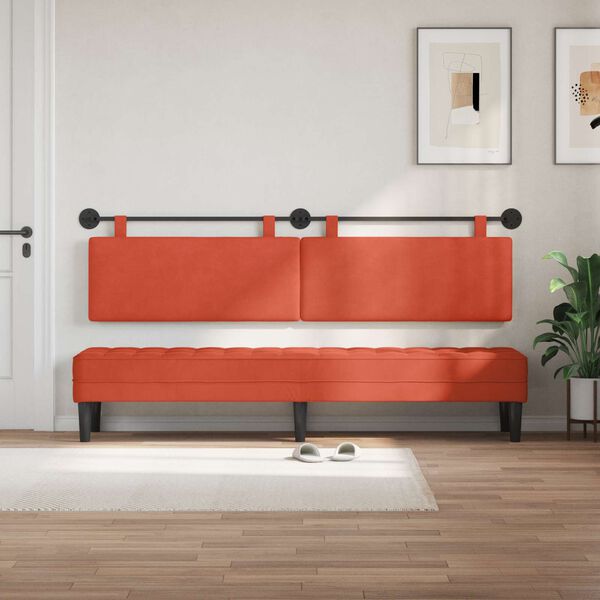 vidaXL H&aelig;ngende Hovedgavl R&oslash;d orange 210 x 55 x 5 cm Velourstof