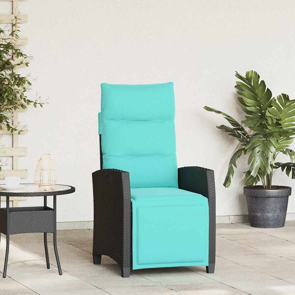 vidaXL havestol med l&aelig;nefunktion og sidebord polyrattan sort