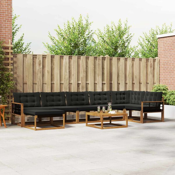 vidaXL Udend&oslash;rs sofagruppe 22 pcs Naturlig og sort Massivt Akacietr&aelig;