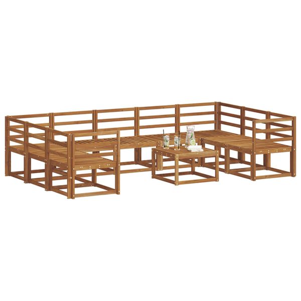 vidaXL Udend&oslash;rs sofagruppe 10 pcs Naturfarvet Massivt Akacietr&aelig;