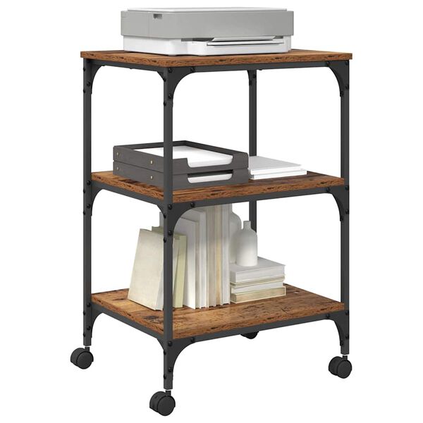 vidaXL Printerstand Gammelt tr&aelig; 50 x 41 x 75 cm Konstrueret tr&aelig;