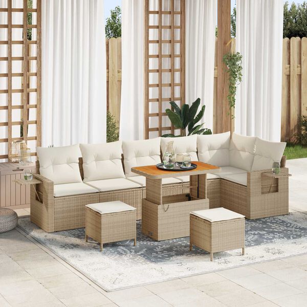 vidaXL Havesofa S&aelig;t med pude 11 pcs Beige og creme polyrattan