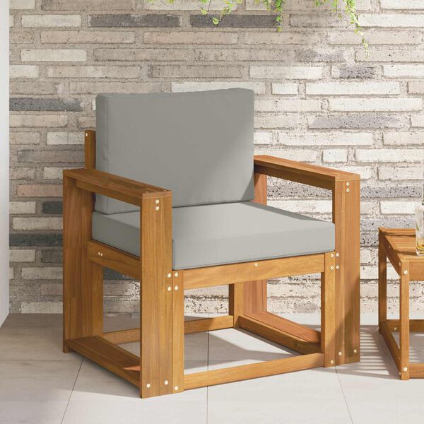 vidaXL Udend&oslash;rs sofa Soli Akacietr&aelig; og polyester Naturlig og lys gr&aring;