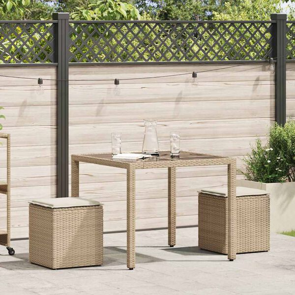vidaXL havestole med hynder 2 stk. 40x40x43 cm polyrattan beige
