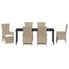 vidaXL Have Spisebordss&aelig;t med pude 7 pcs Beige polyrattan