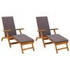 vidaXL Reclinerende og foldbar liggestol 2 stk. Massivt Akacietr&aelig; Gr&aring;