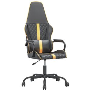vidaXL gamingstol m. massagefunktion kunstl&aelig;der sort + guldfarvet