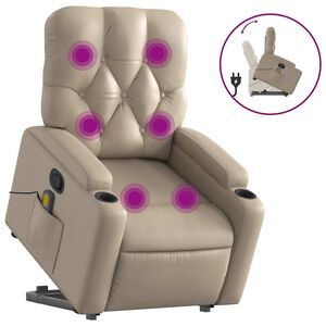 vidaXL l&oslash;ftestol med massagefunktion kunstl&aelig;der cappuccino