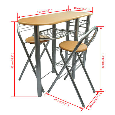 vidaXL morgenmadsbar/bord- og stolesæt træ