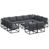 vidaXL Havesofa S&aelig;t 12 stk. Sort Aluminium