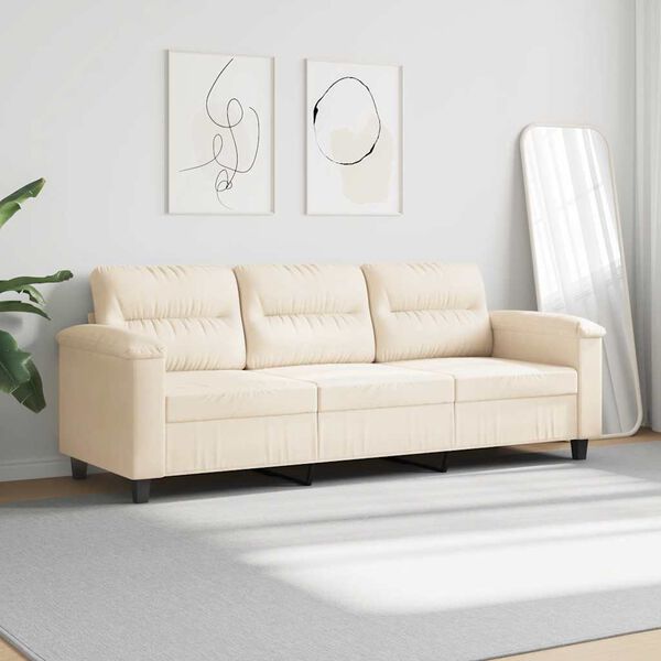 vidaXL 3-personers sofa 180 cm mikrofiberstof beige