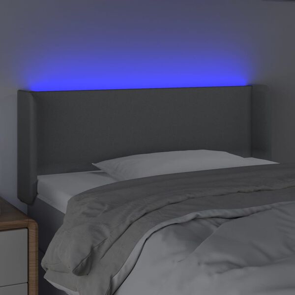 vidaXL sengegavl med LED-lys 103x16x78/88 cm stof lysegr&aring;