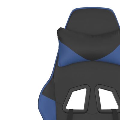vidaXL gamingstol m. massagefunktion og fodstøtte kunstlæder sort blå