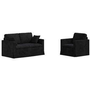 vidaXL Sofa S&aelig;t 2 stk. Sort Fl&oslash;jl