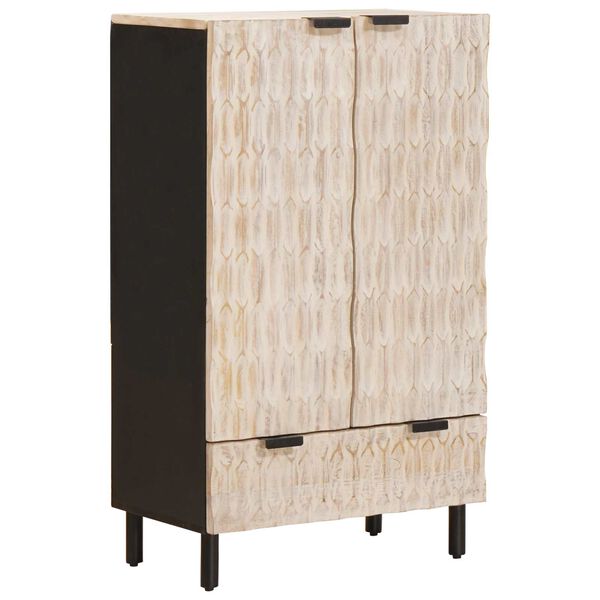 vidaXL Highboard Hvid Vask Finish 60 x 33 x 100 cm Massivt mangotr&aelig;