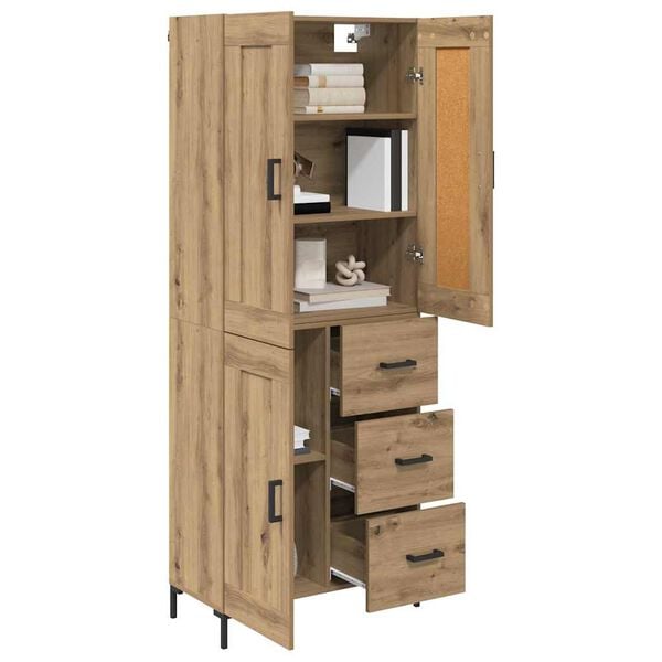 vidaXL Highboard med skuffe 2 pcs Artisan Egetr&aelig; Konstrueret tr&aelig;