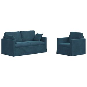 vidaXL Sofa S&aelig;t 2 stk. Bl&aring; Fl&oslash;jl
