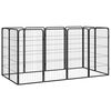 vidaXL 12-panels hundeg&aring;rd 50x100 cm pulverlakeret st&aring;l sort