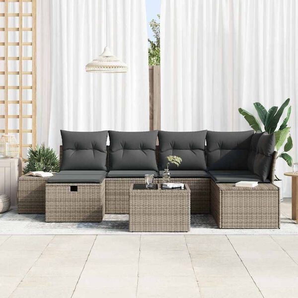 vidaXL Sofa Sæt med pude 7 pcs polyrattan
