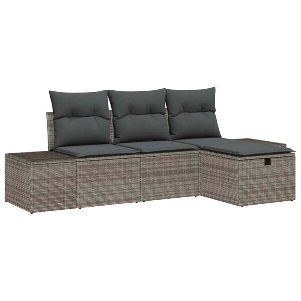 vidaXL Sofa S&aelig;t med pude 4 pcs polyrattan
