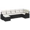 vidaXL Havesofa Sæt med pude 7 pcs Sort Poly rattan