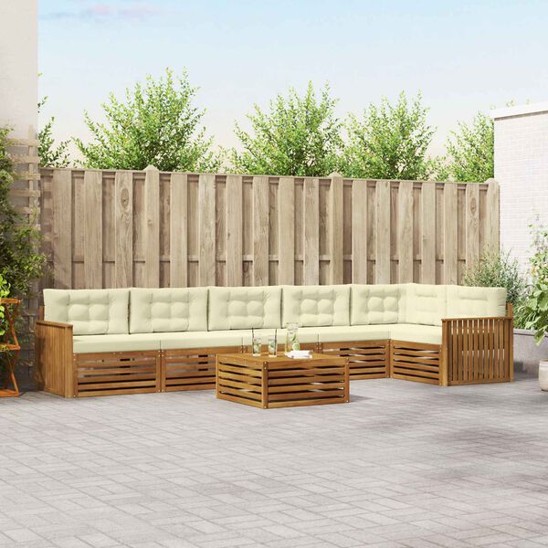 vidaXL Udend&oslash;rs sofagruppe med pude 7 pcs Naturlig og Fl&oslash;de