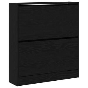vidaXL Sko skab 80 x 21 x 87,5 cm Konstrueret tr&aelig; Sort eg