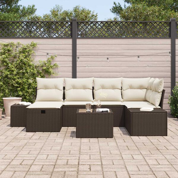 vidaXL Sofa S&aelig;t med pude 7 pcs polyrattan