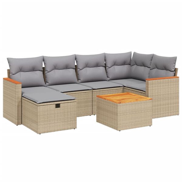 vidaXL havesofas&aelig;t 6 dele med hynder polyrattan beige