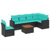 vidaXL sofas&aelig;t til haven 7 dele med hynder polyrattan sort