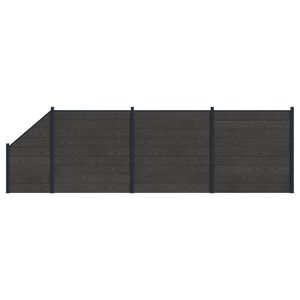 vidaXL Hegnspanel 4 pcs WPC og Aluminium Sort