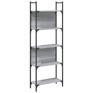 vidaXL bogreol 60,5x24x166,5 cm 5 hylder konstrueret tr&aelig; gr&aring; sonoma-eg