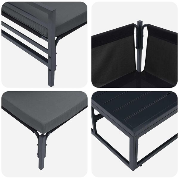 vidaXL Havesofa Sæt med pude 6 pcs Sort Stål