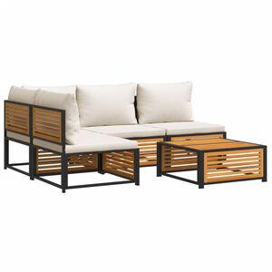 vidaXL lounges&aelig;t til haven 5 dele med hynder massivt akacietr&aelig;