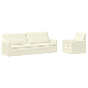 vidaXL Sofa S&aelig;t 2 pcs Cremefarvet Velourstof