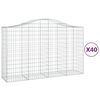 vidaXL buede gabionkurve 40 stk. 200x50x120/140 cm galvaniseret jern