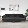 vidaXL Fløjls Sofa med pude 3 pcs Sort 208 cm Fløjl