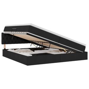 vidaXL Seng med opbevaring og LED med madras Sort 200 x 200 cm Stof